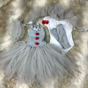 Girls Pennywise IT Clown Tulle Costume Size 5-6 Halloween Dress Tutu Outfit
